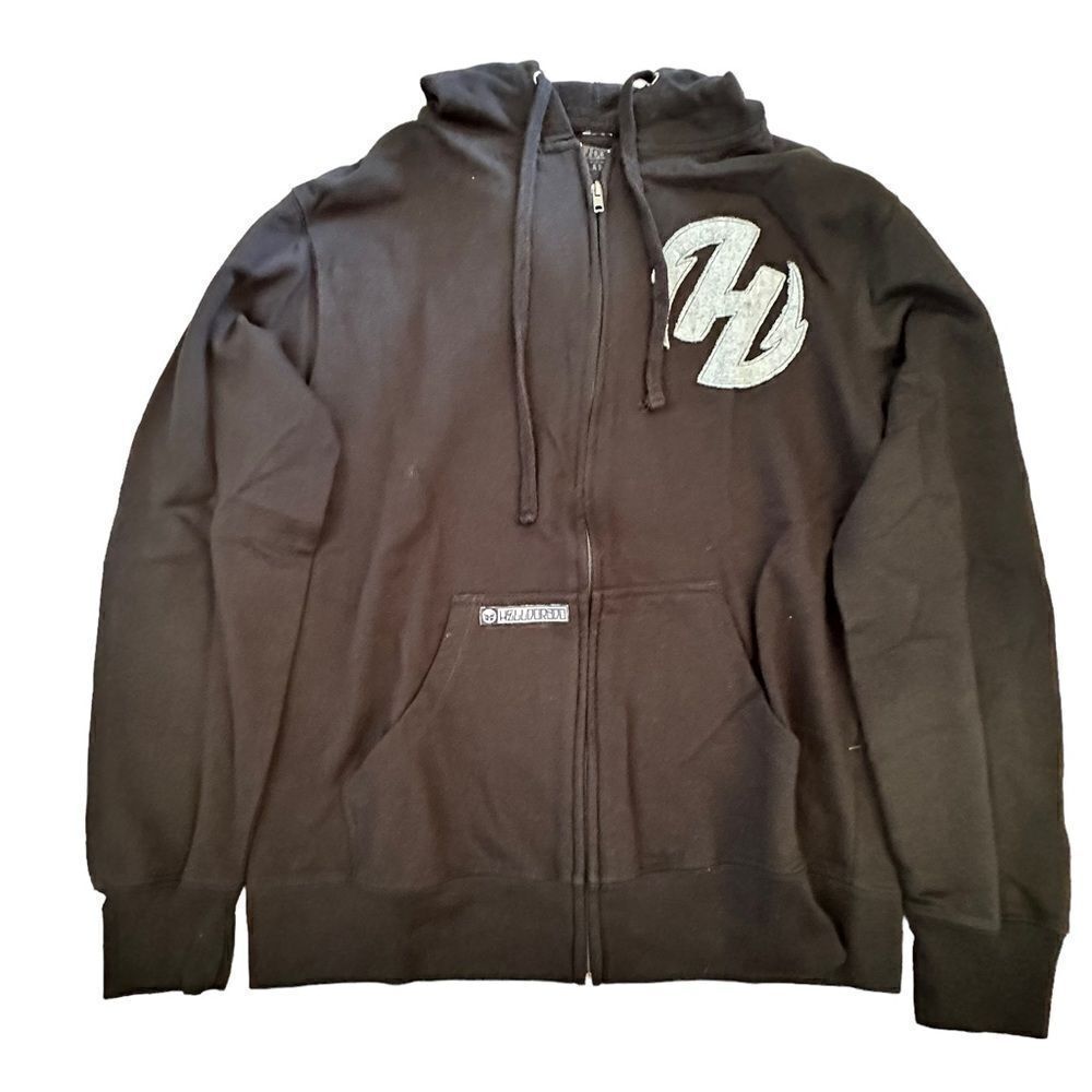 Helldorado ~ Black Zipped Hoodie Jacket ~ size Large
